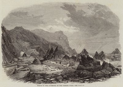 Wrak van de Avonmore aan de Cornish kust door Edmund Morison Wimperis